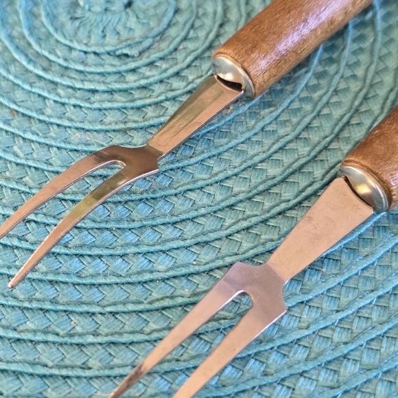 Mid Century Cocktail Forks Wooden Mini Forks set of 4 - Picture 6 of 7